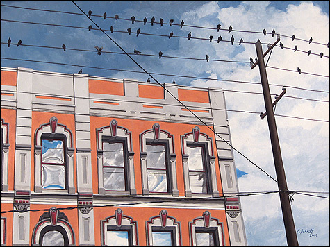 Repaired Building with Birds